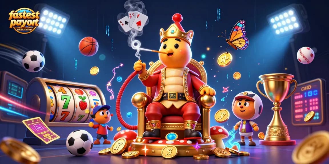 Experience the excitement of the fastest payout online casino with vibrant slot reels and dynamic sports elements.