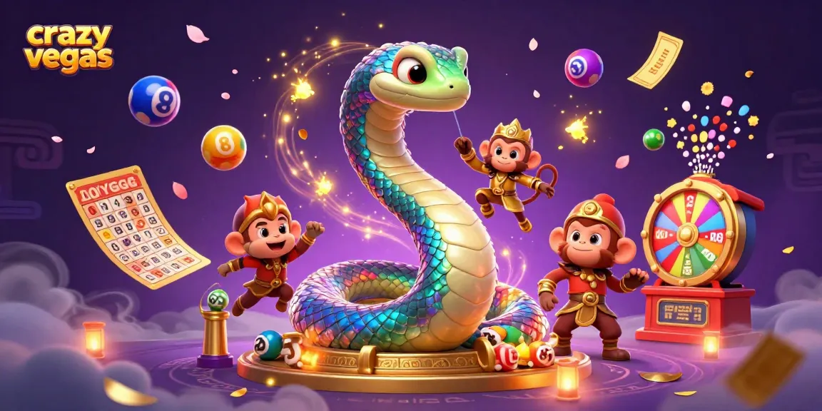 Experience the magic of crazyvegas with vibrant lottery elements and casino games in a captivating 3D scene.